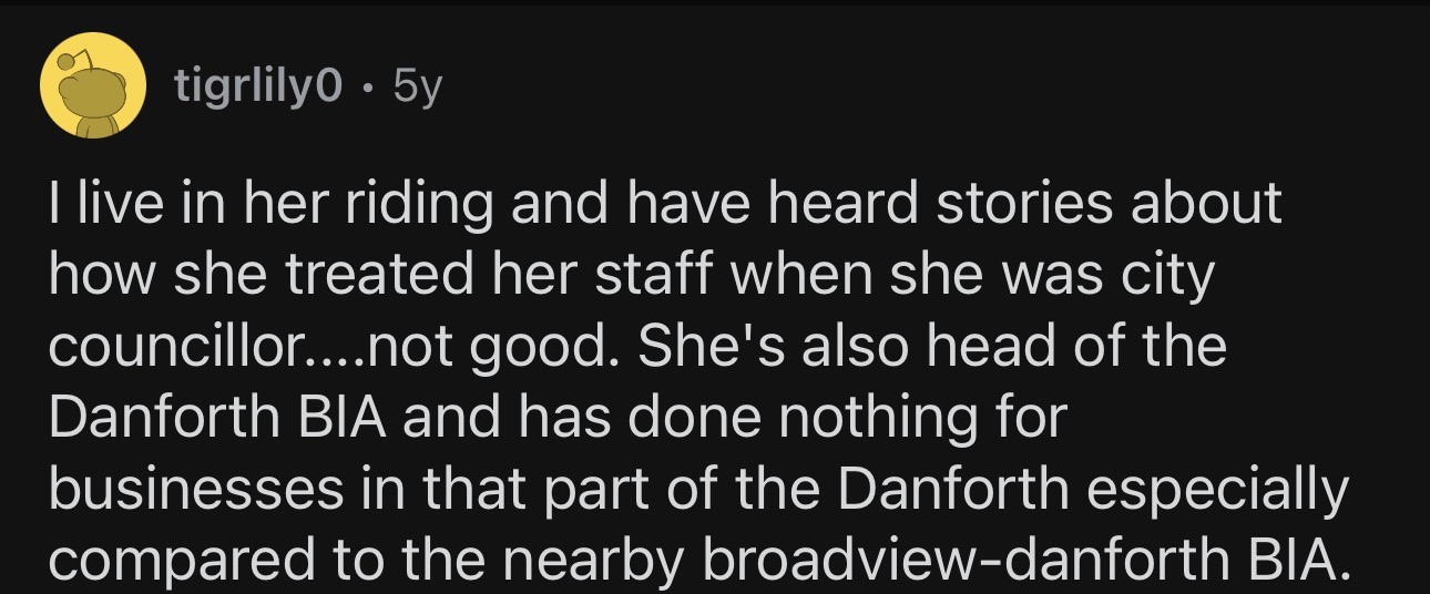 Staff treatment comment